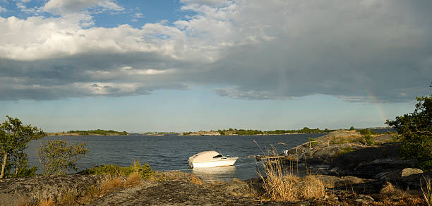 istock Boat near a island 137395068