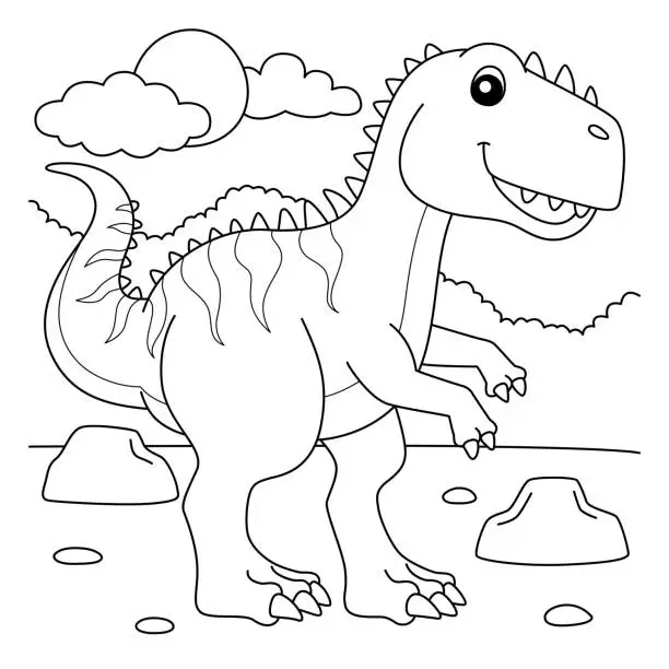 Vector illustration of Giganotosaurus Coloring Page for Kids