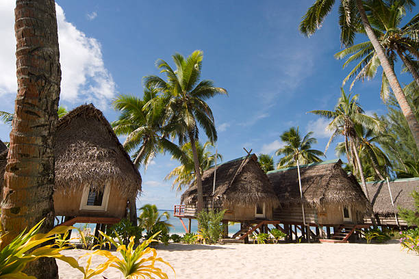 пляжный курорт в острова кука - аитутаки фотографии стоковые фото и изображения