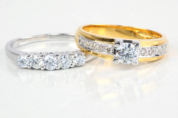istock Golden ring with diamond and contemporary diamondring. 137397394