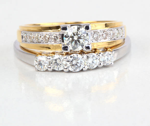 istock Golden ring with diamond and contemporary diamondring. 137397396