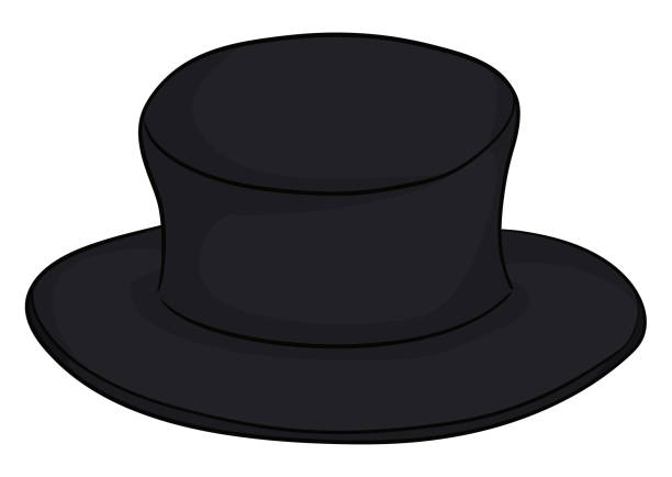 элегантная черная шляпа в мультяшном стиле на белом фоне, векторная иллюстрация - top hat social grace black hat stock illustrations