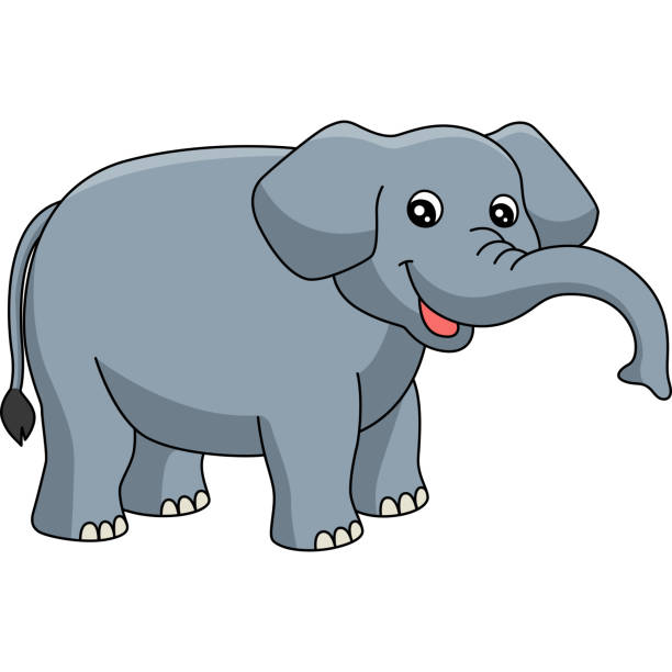  Ilustración de Ilustración De Imágenes Prediseñadas En Color De Dibujos Animados De Elefantes y más Vectores Libres de Derechos de Elefante