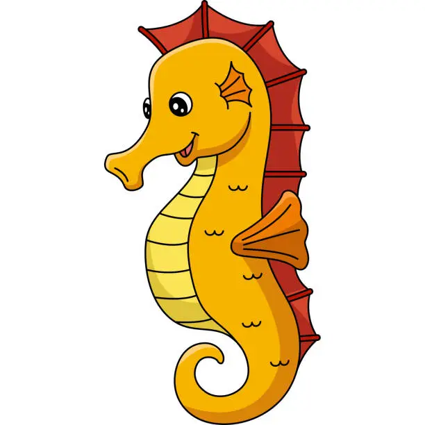 Vector illustration of Seahorse Cartoon Clipart Animal Illustration