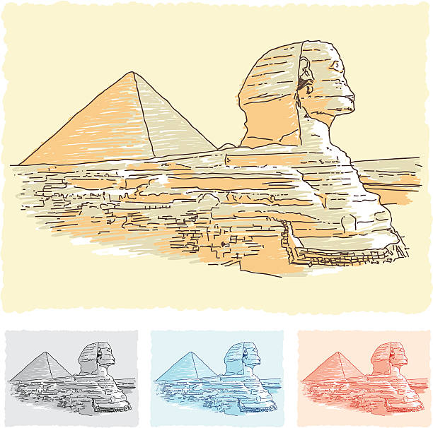 ilustraciones, imágenes clip art, dibujos animados e iconos de stock de egipto boceto - giza pyramids egypt north africa africa