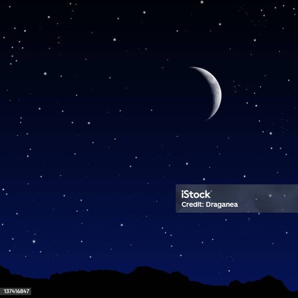 Splendida Notte - Fotografie stock e altre immagini di Luna - Luna, Cielo, Crescente
