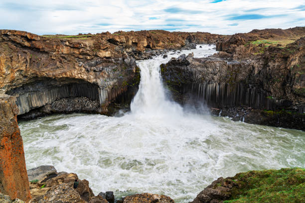 istock View of beautiful Aldeyjarfoss waterfall with beautiful pattern of the cliff. 1374172125