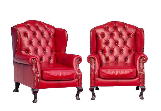 poltrona di lusso vintage rosso - antique furniture old old fashioned foto e immagini stock