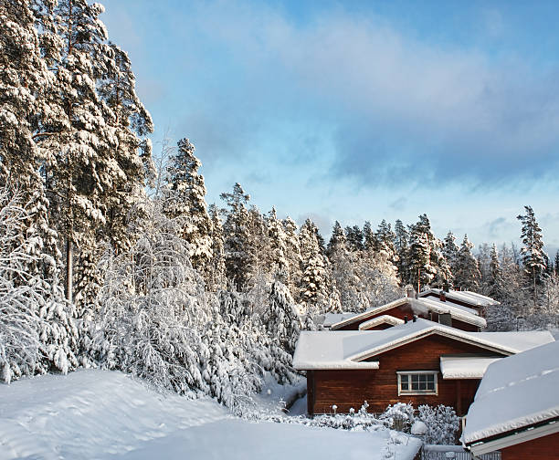 istock Log houses in snowy winter scenery 137418173