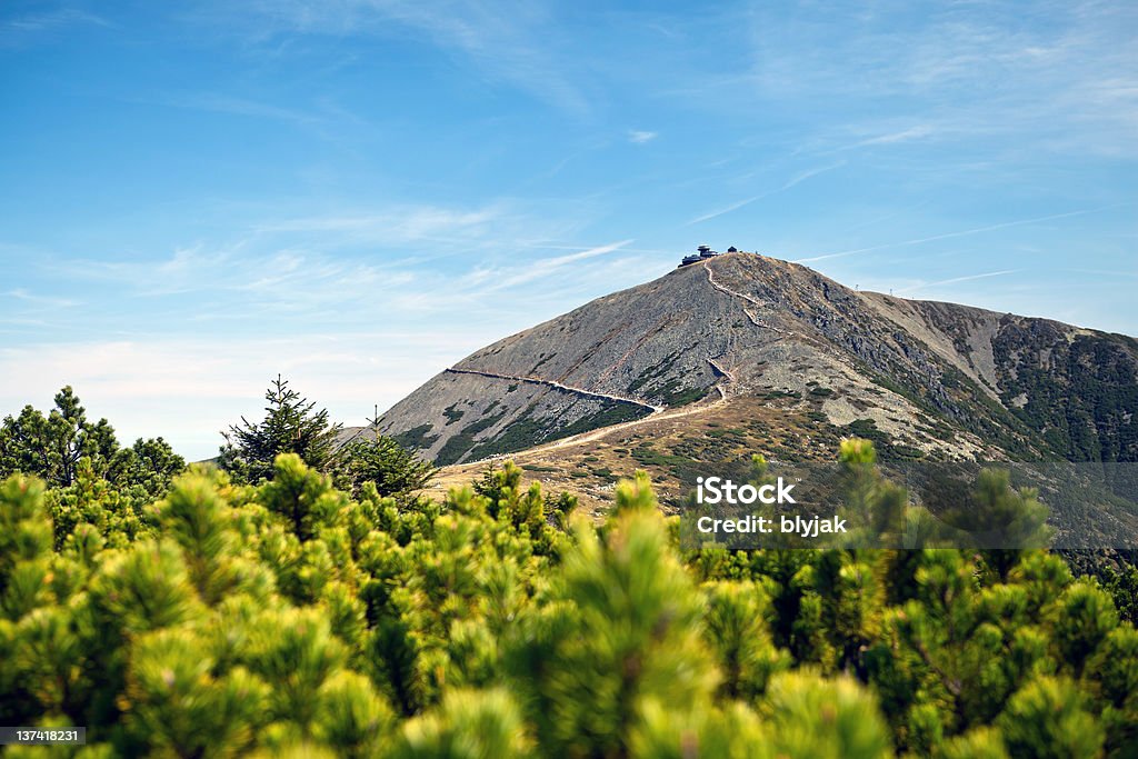 Karkonosze Mountain Range landscape Karkonosze Mountain Range in Poland. Sniezka mountain peak. Mountain Stock Photo