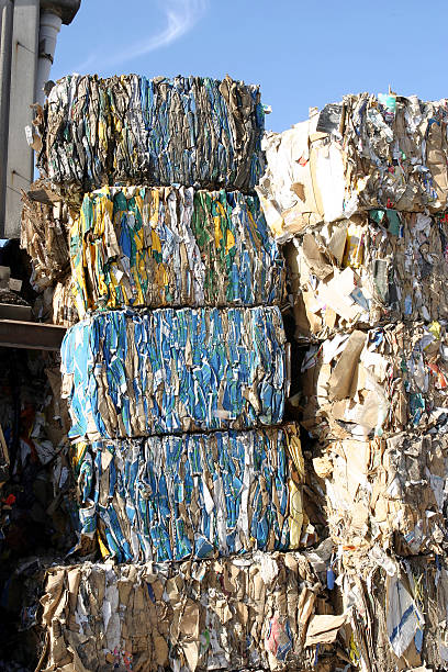 istock Paper bales ready for recycling.Logos and names removed * 137418346
