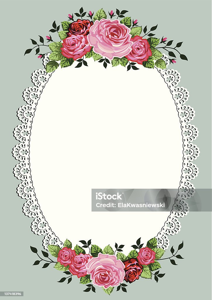 Vintage roses oval frame Vintage roses oval frame with space for your text or design, invitation template Border - Frame stock vector