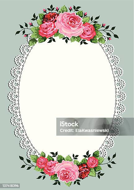 Vintage Roses Oval Frame Stock Illustration - Download Image Now - Border - Frame, Bouquet, Celebration