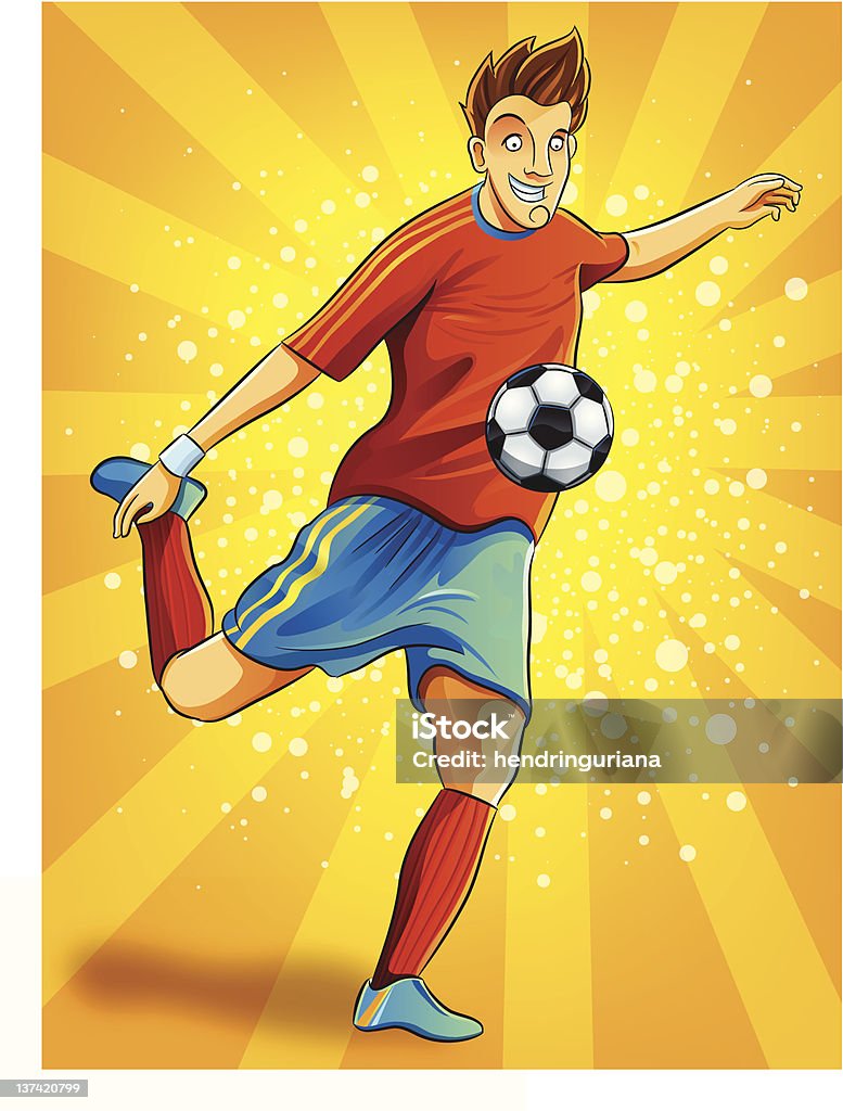 Футболист с мячом �Фотосъемка - Векторная графика Атлет роялти-фри