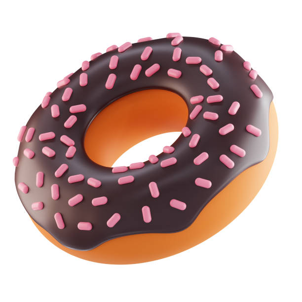 doughnut trendy illustration on white background. 3D rendering.