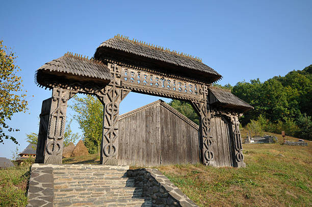 traditional wooden gate in Maramures, Romania