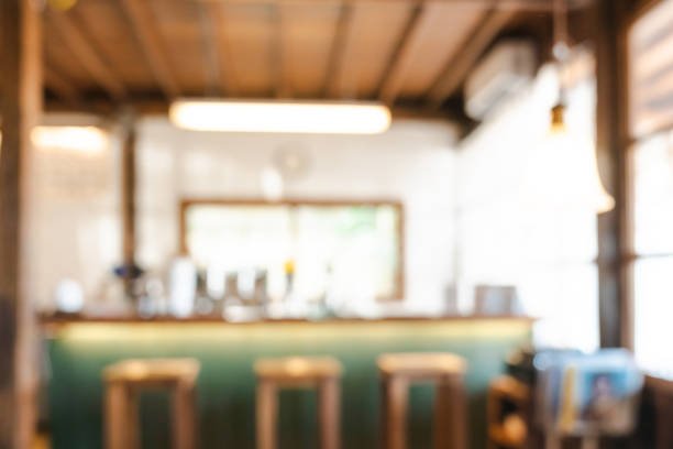 Abstract blur and defocused interior coffee shop or cafe for background.