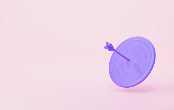 istock 3d purple target with arrow. 3D rendering illustration 1374265309