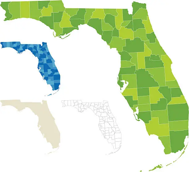 Vector illustration of Florida County Map