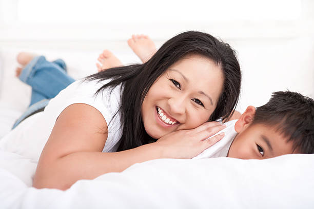 istock Mother and son bedroom portrait 137427662