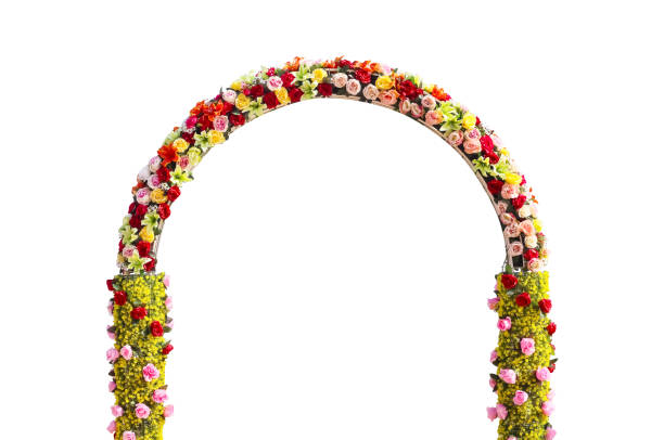 Beautiful elegant flower wedding arch  isolated on white background , clipping path