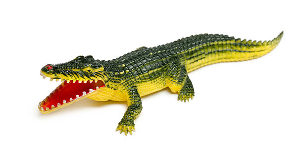 istock Crocodile toy in front of white background 137429695