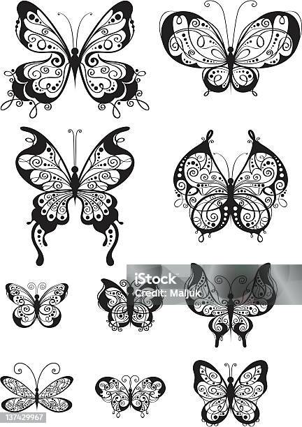 Set Of Butterflies Stock Illustration - Download Image Now - Abstract, Animal Body Part, Animal Wing