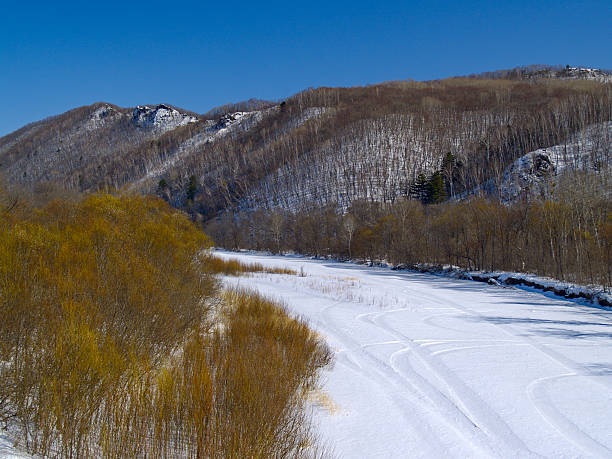 istock The Winter landscape - river, mountains 137430349