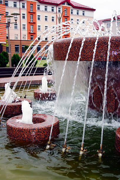 istock City fountain, against buildings 137433374