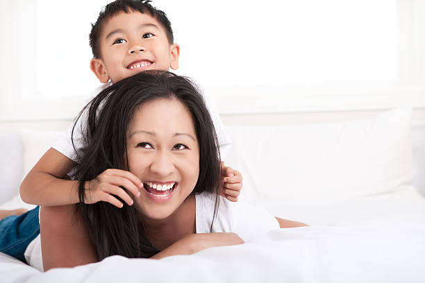 istock Mother and son bedroom portrait 137435296