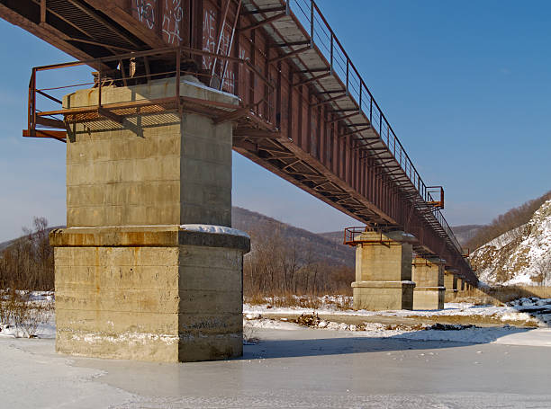 istock Winter landscape with railway bridge 137436365