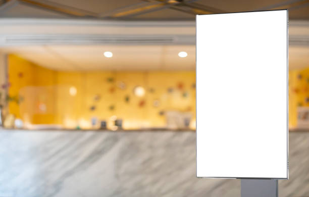 istock Billboard mock up inside the hotel building near reception area. 1374377768