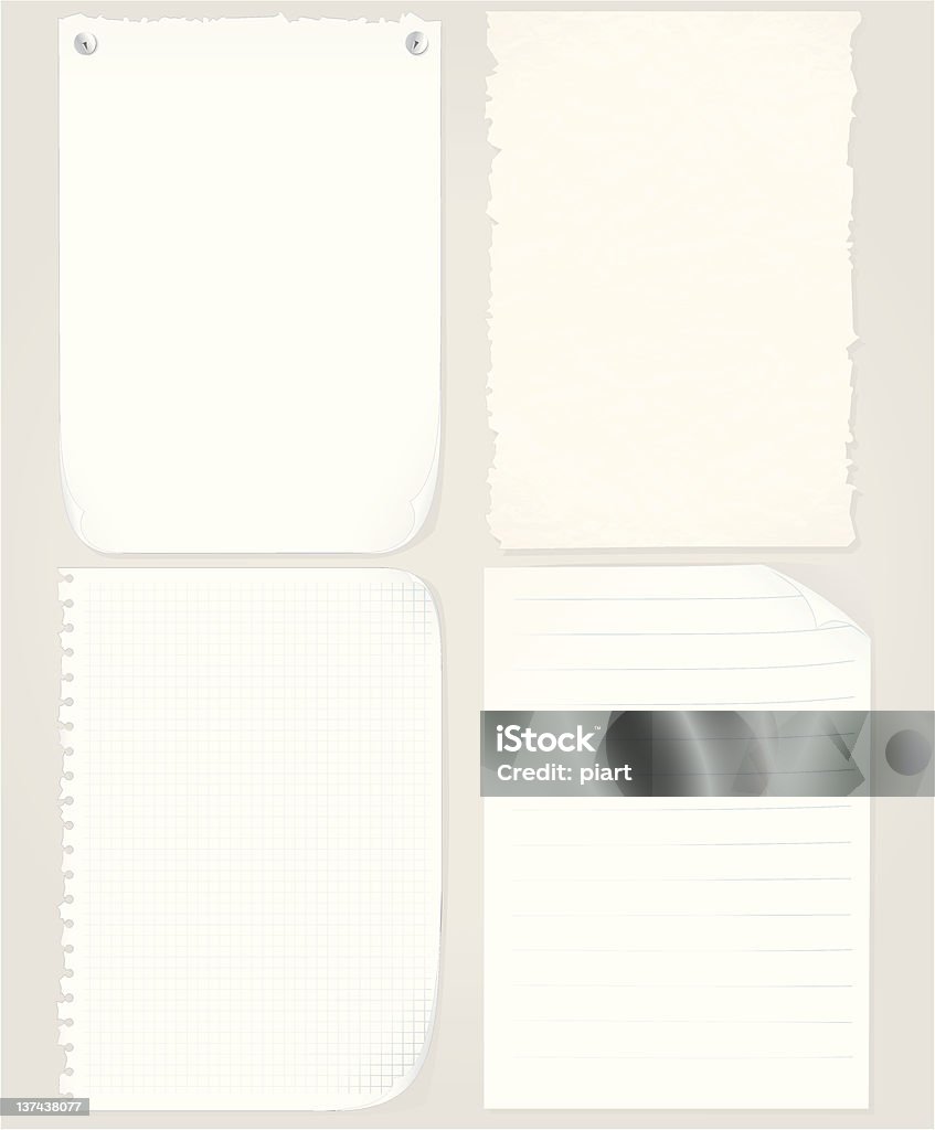 Assortiment de feuilles de papier - clipart vectoriel de Papier à ligne libre de droits