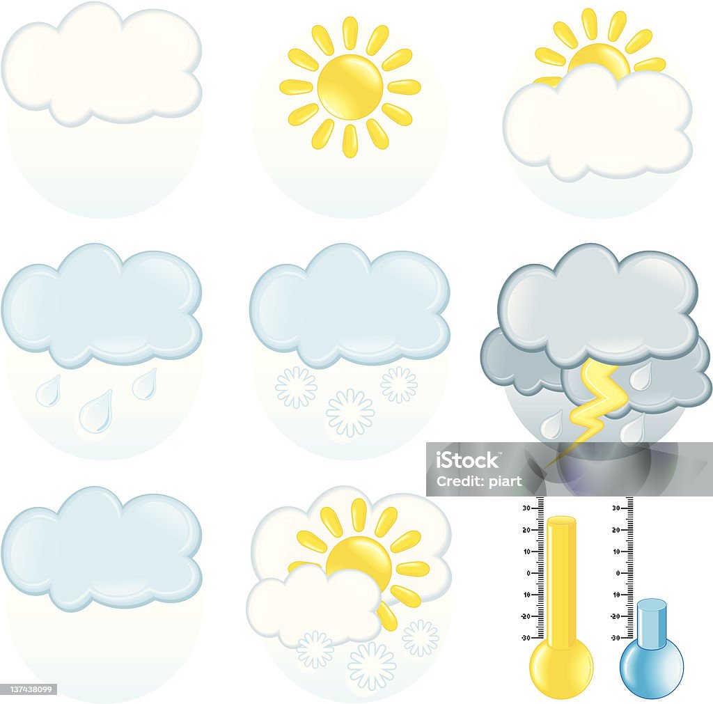 Weather Forecast Icons. Vector Graphics Cartoon weather forecast collection. Cloud - Sky stock vector