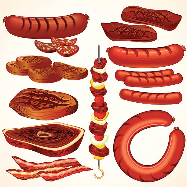 barbecue - filet mignon illustrations stock-grafiken, -clipart, -cartoons und -symbole