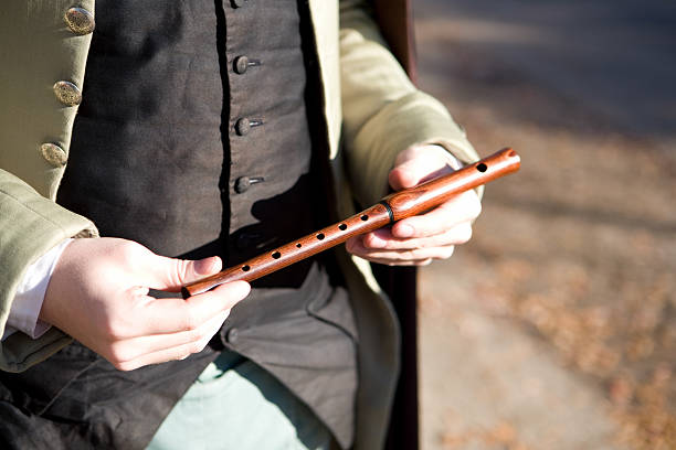 wooden peruvian flute with traditional cloth
