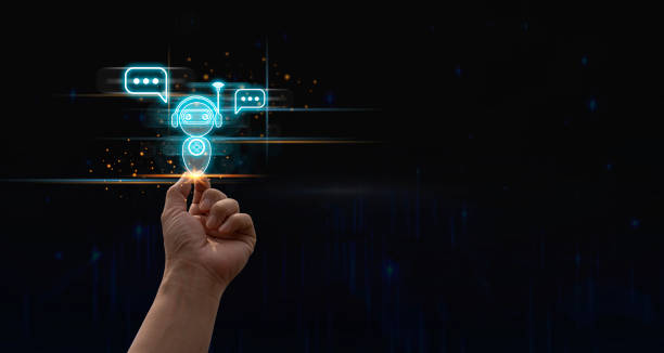 istock Hand touching digital chatbot for provide access to information and data in online network 1374393969