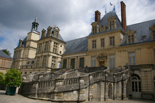 Facade element of Napoleon's residence Chateau de Fontainebleau