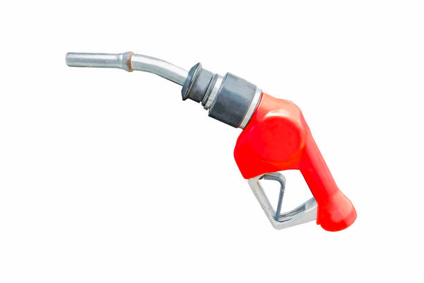 istock Red fuel nozzle isolated on white background 1374400697