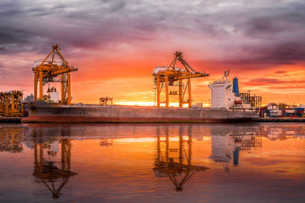 istock Shipyard in morning for logistic import and export 1374406971