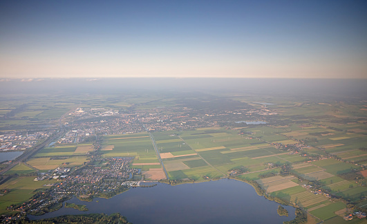 Agricultural landscape of Friesland, one of the northern provinces of the Netherlands - Friesland from above - Lake