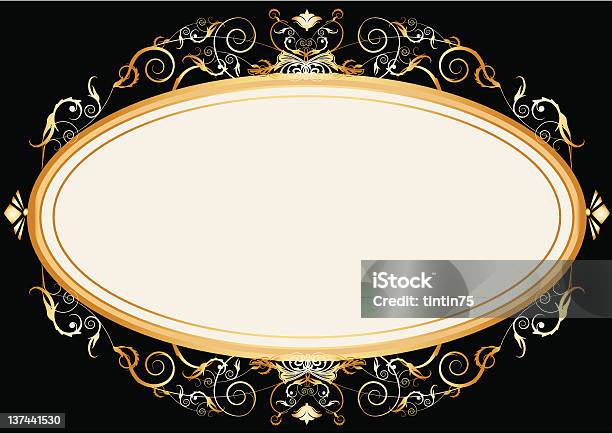 Moldura Oval De Ouro Retro - Arte vetorial de stock e mais imagens de Artigo de Decoração - Artigo de Decoração, Clip Art, Cor preta