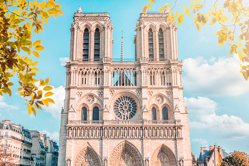 Facade of the cathedral Notre-Dame in Paris