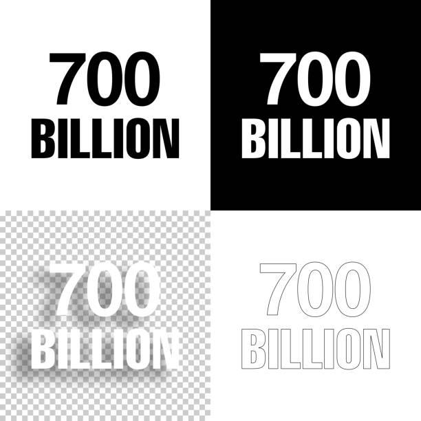 700 Billion. Icon for design. Blank, white and black backgrounds - Line icon Icon of "700 Billion" for your own design. Four icons with editable stroke included in the bundle: - One black icon on a white background. - One blank icon on a black background. - One white icon with shadow on a blank background (for easy change background or texture). - One line icon with only a thin black outline (in a line art style). The layers are named to facilitate your customization. Vector Illustration (EPS10, well layered and grouped). Easy to edit, manipulate, resize or colorize. Vector and Jpeg file of different sizes. billions quantity stock illustrations