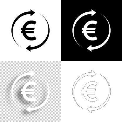 istock Change and transfer Euros. Icon for design. Blank, white and black backgrounds - Line icon 1374454110