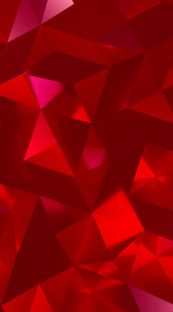 el patrón geométrico abstracto vertical fondo rojo del poligonio del fondo trae nueva popularidad y tendencia de la representación 3d. - bannerfishes fotografías e imágenes de stock