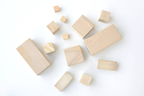 3d render Cube Formation Made of Wooden Blocks, Success, business, architectural, Growth Concept, Object + Shadow Clipping Path