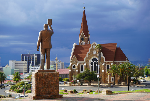 12 February 2022 - Windhoek, Namibia : Landmark building of Christus Kirche, or Christ Church in Windhoek, Namibia