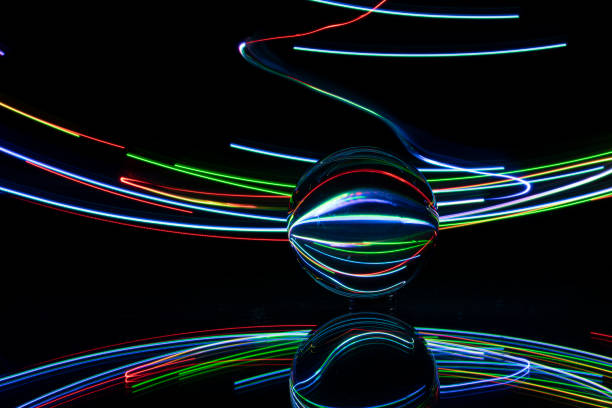 istock light painting with crystal ball, colored lights, light trails, abstract photos 1374470865