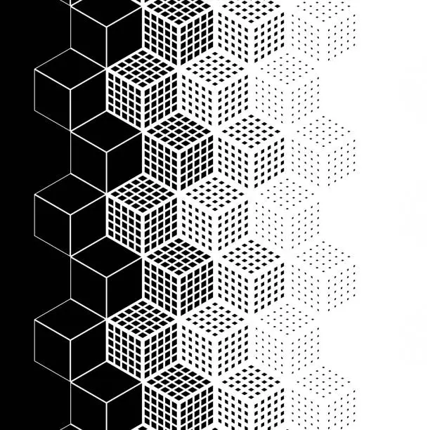Vector illustration of Horizontal fading cube pattern